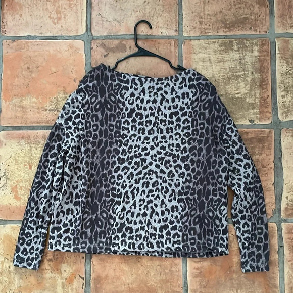 ALLSAINTS Size Small Long Sleeve Leopard Print 100% Organic Cotton Top - Picture 3 of 8